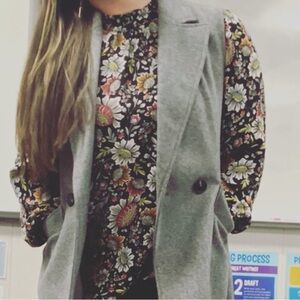 Loft Ruffle Neck Long Sleeve Blouse